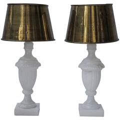 Pair of Alabaster and Copper Table Lamps 7