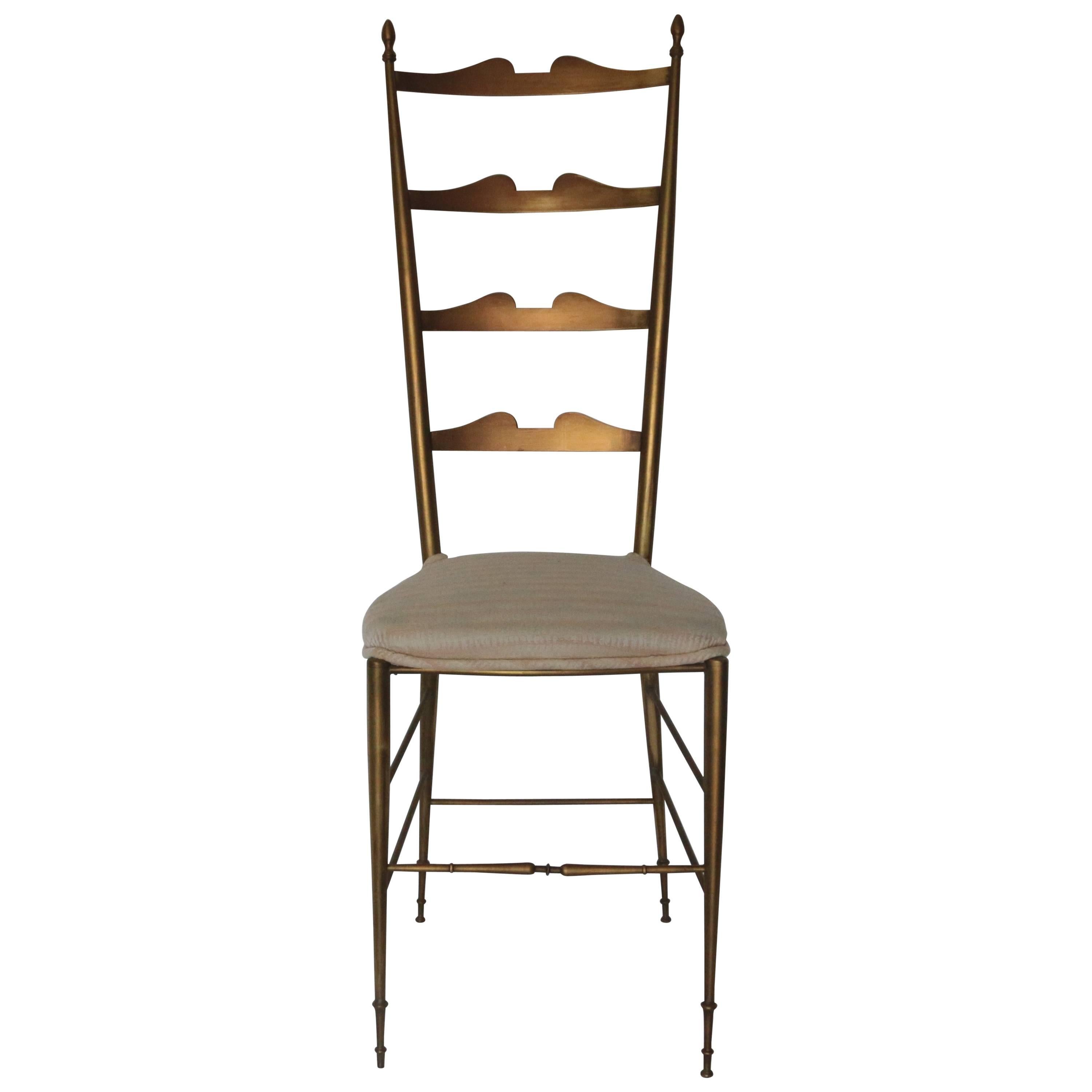 Italian Brass Ladder Back Chiavari Chair