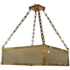 Custom Art Deco Style Nickel and Brass-Plated Pendant Fixture 10