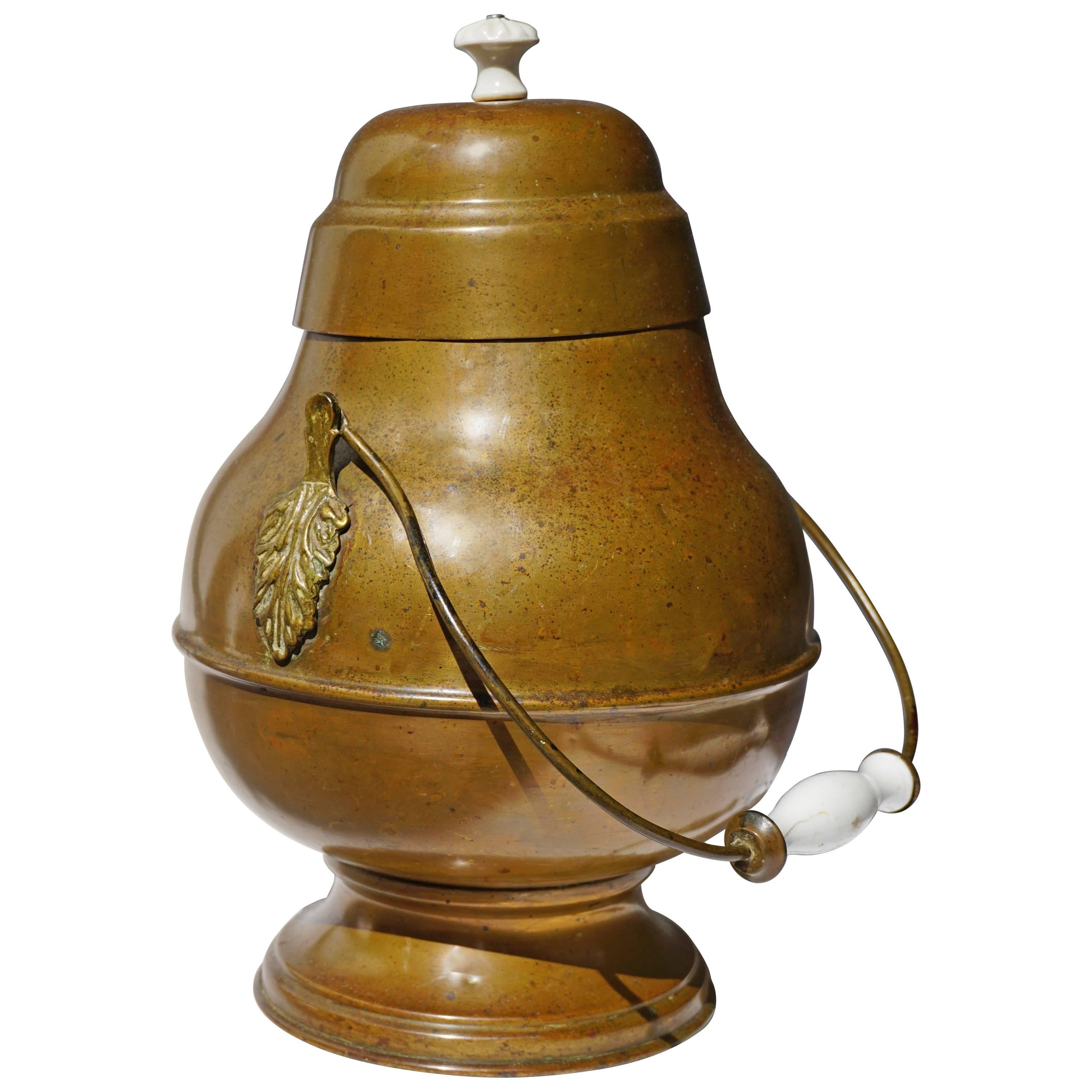 Antique Stylish Copper and Brass Coal Kettle, Fire Extinguisher Fire Place Decor