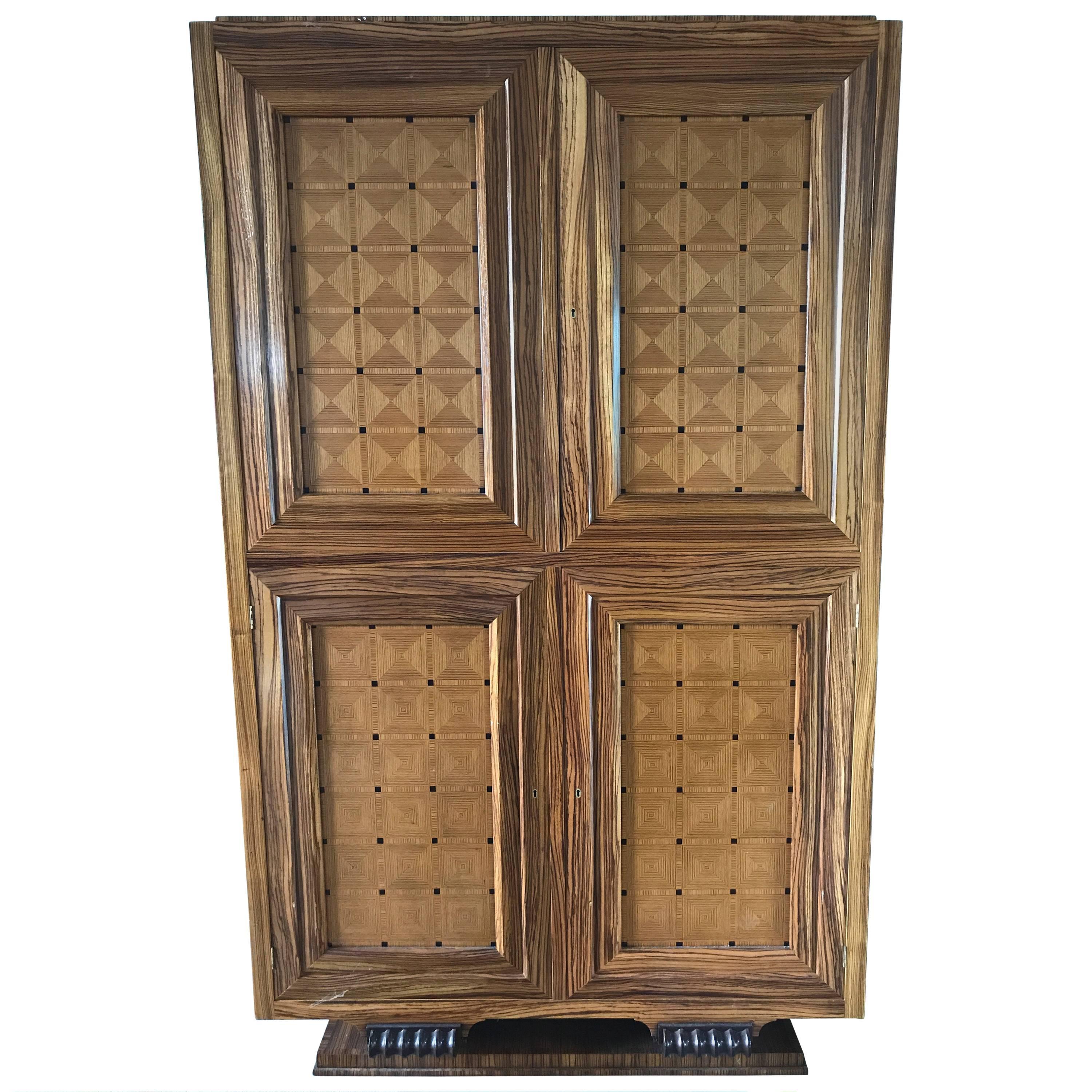 Lucien Rollin Massive Art Deco Style Marquetry Armoire by William Switzer For Sale