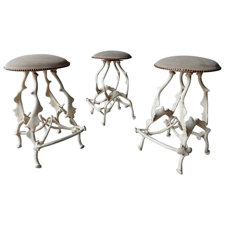 Three Mid Century Arthur Court Design Faux Moose Antler Bar Stools Three Mid Century Arthur Court Design Faux Moose Antler Bar Stools At 1stdibs