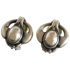 Georg Jensen Sterling Silver 2006 Annual Earrings with Silver Stones