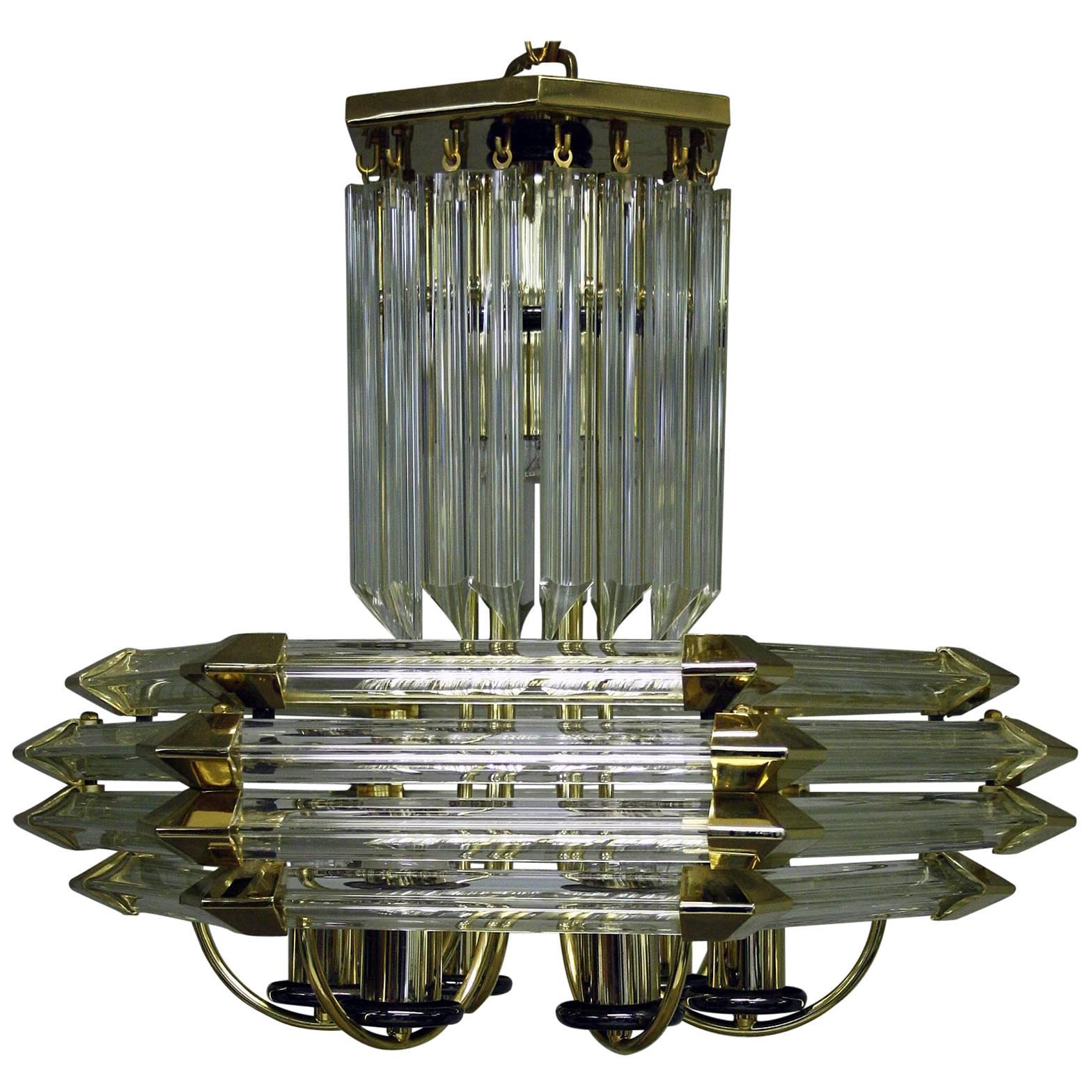 Late 20th Century Bakalowits & Sohne Brass and Crystal Glass Chandelier