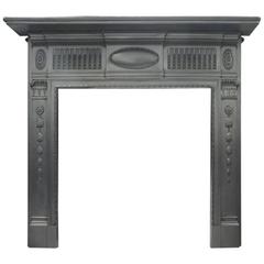 Antique Edwardian Cast Iron Fireplace Mantle