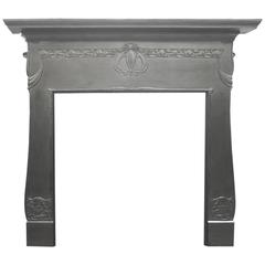 Antique Edwardian Art Nouveau Cast Iron Fireplace Surround 8