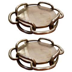 Pair of Handcrafted Polished Iron Chain Link Trays 11