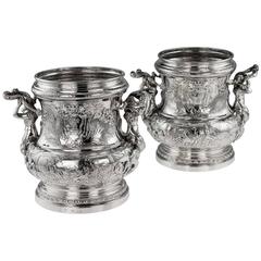 Antique 19th Century German Silver Exceptional Meissonnier Wine Coolers, circa 1890