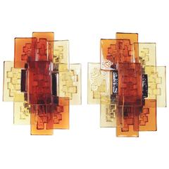 Pair of Danish Modern Layered Glass Wall Lights by Holm Sørensen 9