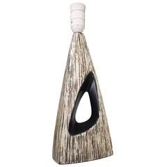 Danish Soholm Triangular B/W Sgraffito Lamp with Black Handle, 1950s