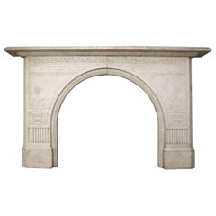 Antique Victorian Arched White Marble Fireplace