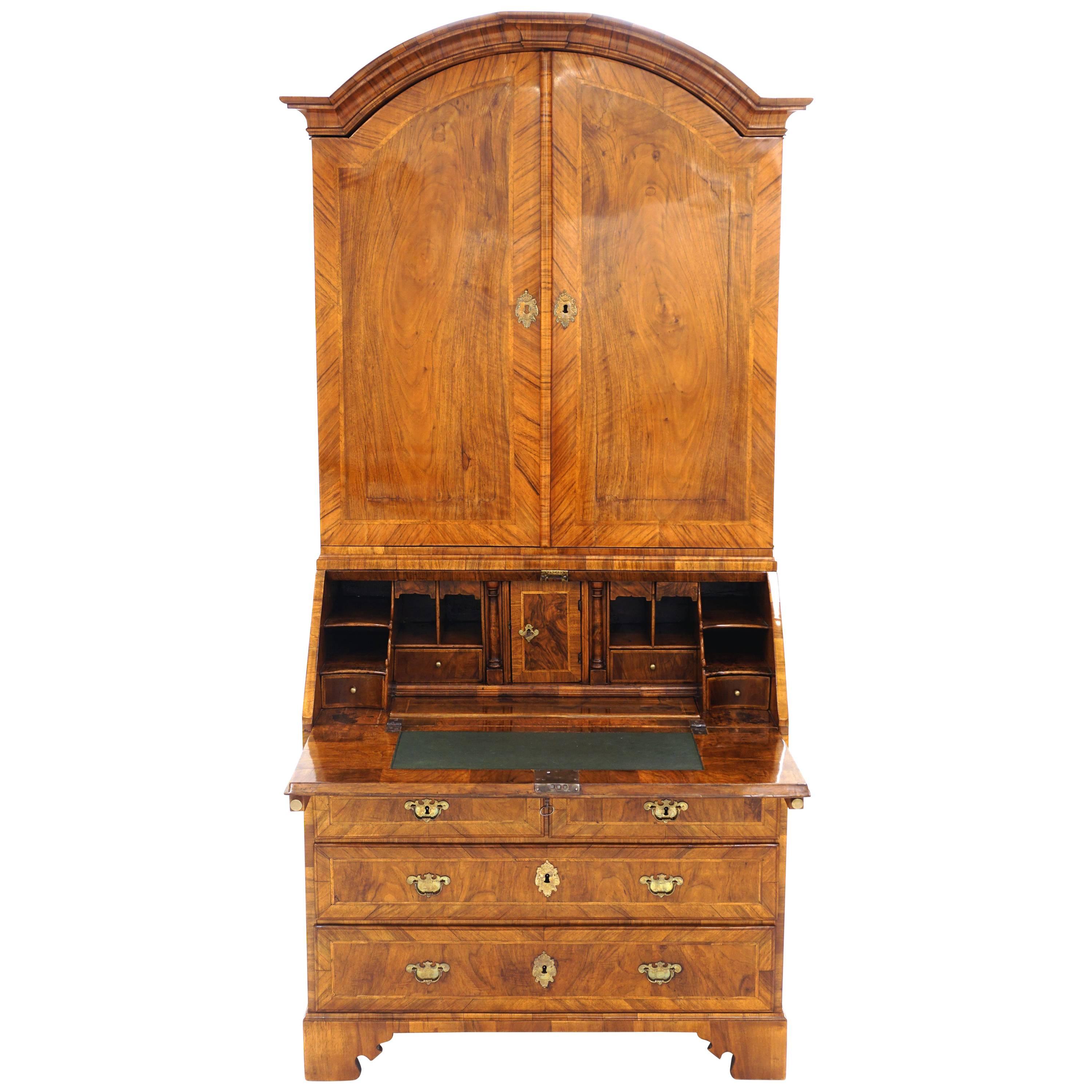 Danish 18th Century Walnut Bureau Cabinet, Baroque, Made circa 1750 For Sale