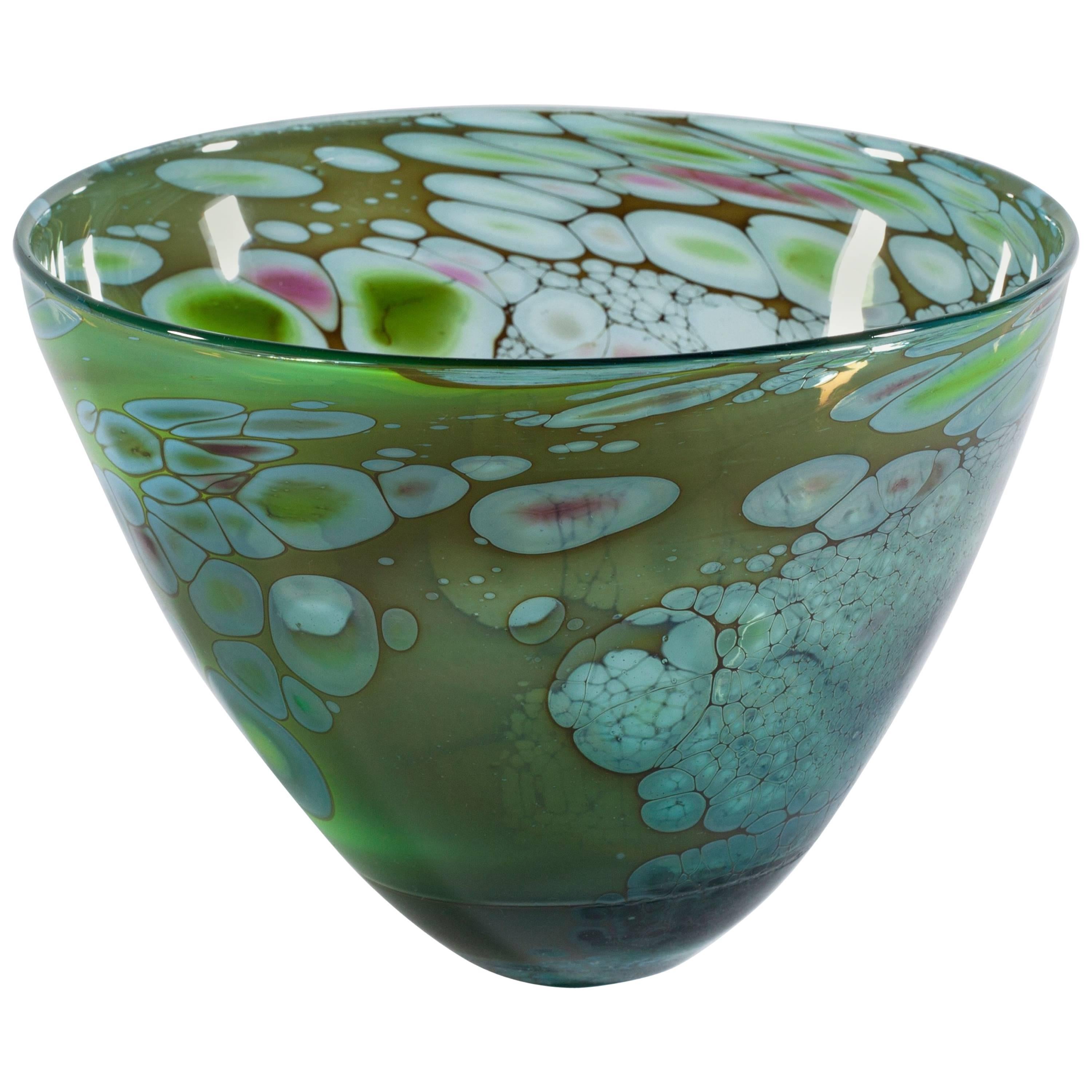 Unique Art Glass Bowl by Willem Heese, Executed by De Oude Horn
