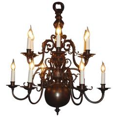Antique 20th Century Brass Chandelier