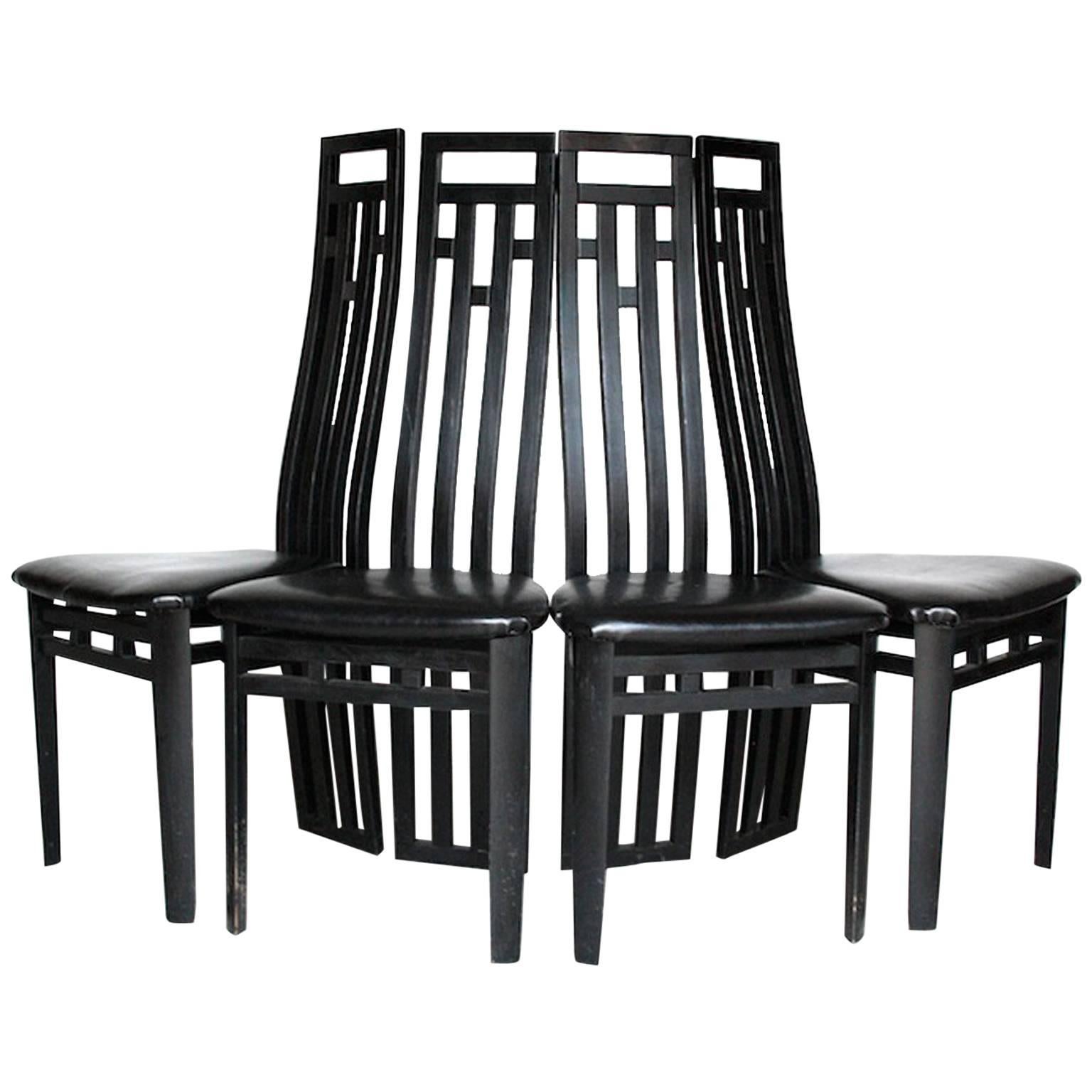 Italian set of Dining Chairs by A. Sibau, 1980 For Sale