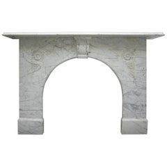 Antique Victorian White Carrara Arched Marble Fire Surround