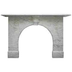 Antique Victorian White Carrara Arched Marble Fire Surround 7