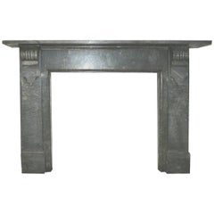 Large Antique Mid-Victorian Corbelled Grey Marble Chimneypiece
