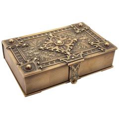 19th Century Scottish Brass Novelty Book-Shaped Cigar Box