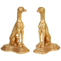 Pair of Water Gilded Life Size Dogs