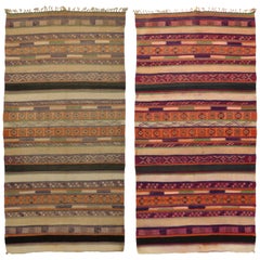 Reversible Vintage Moroccan Kilim Rug with Stripes and Modern Tribal Style