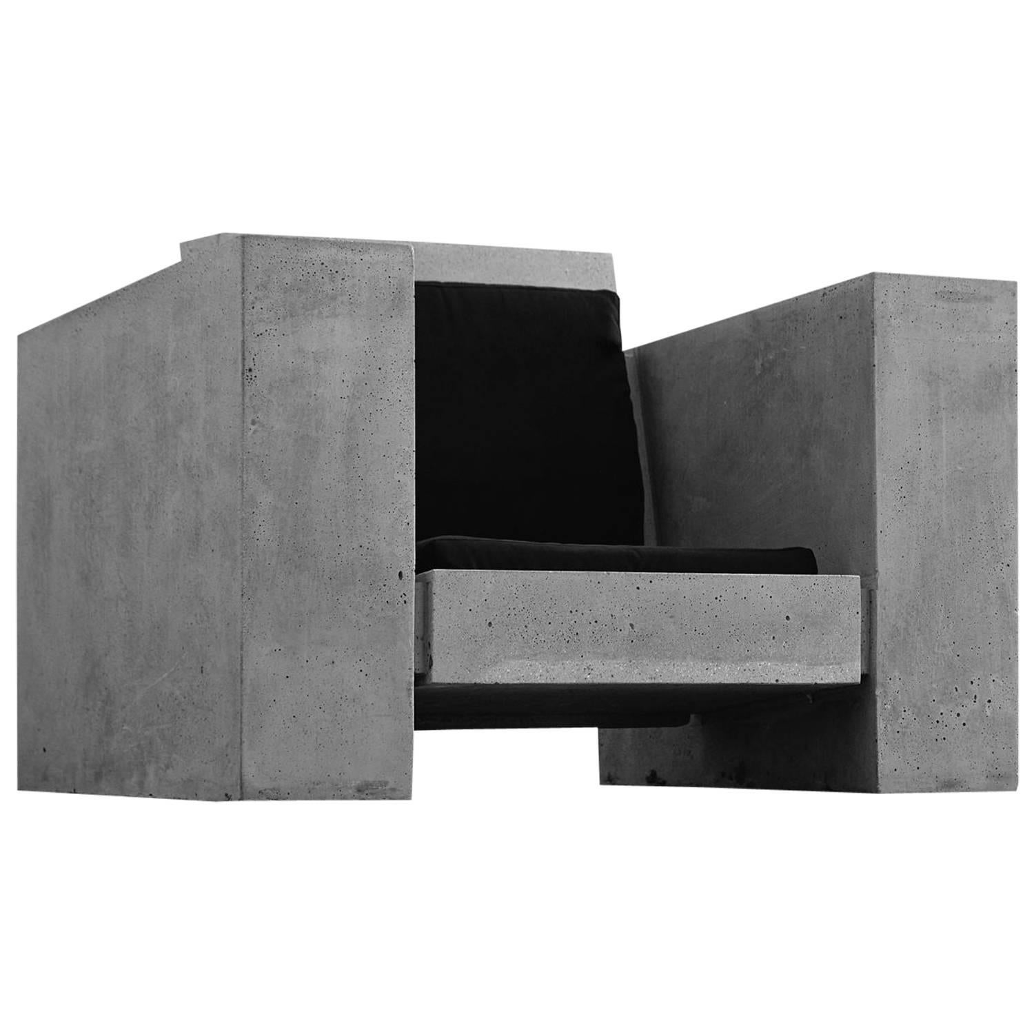 James de Wulf Concrete Lowboy Block Chair For Sale