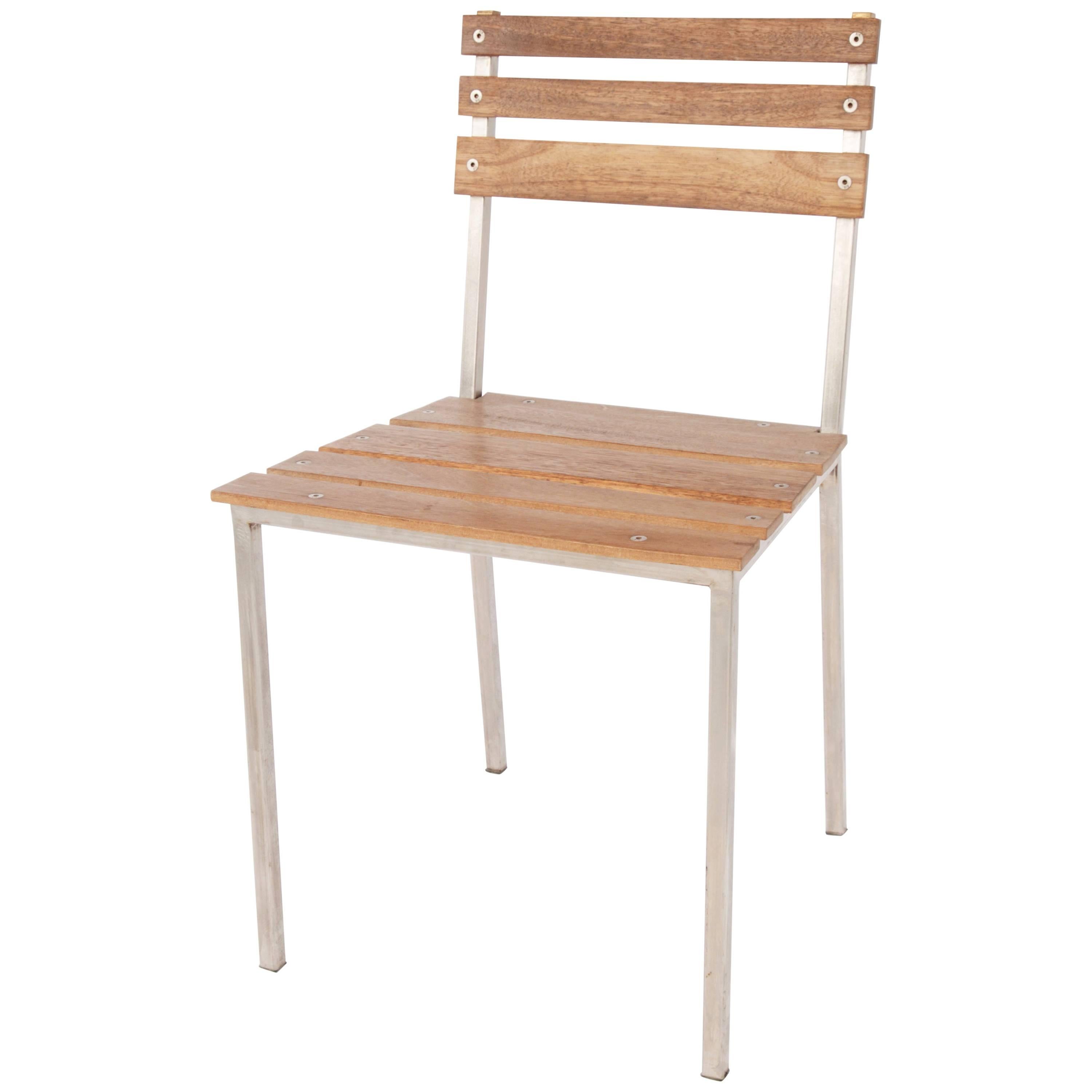 James de Wulf Heirloom Patio Dining Chair, Stainless Steel and Ipe Ironwood