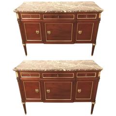 Vintage Pair of Bronze-Mounted Maison Jansen Louis XVI Style Commodes, circa 1940s