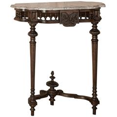19th Century Neoclassical Walnut French Marble Top Console