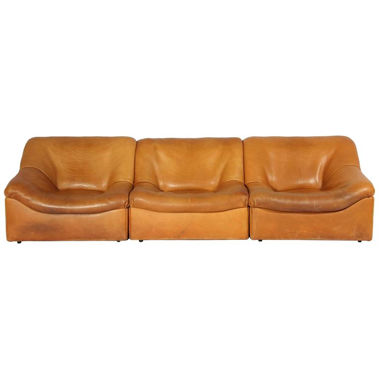 DS46 Thick Buffalo Leather Lounging Chairs from De Sede, 1970s, Set of