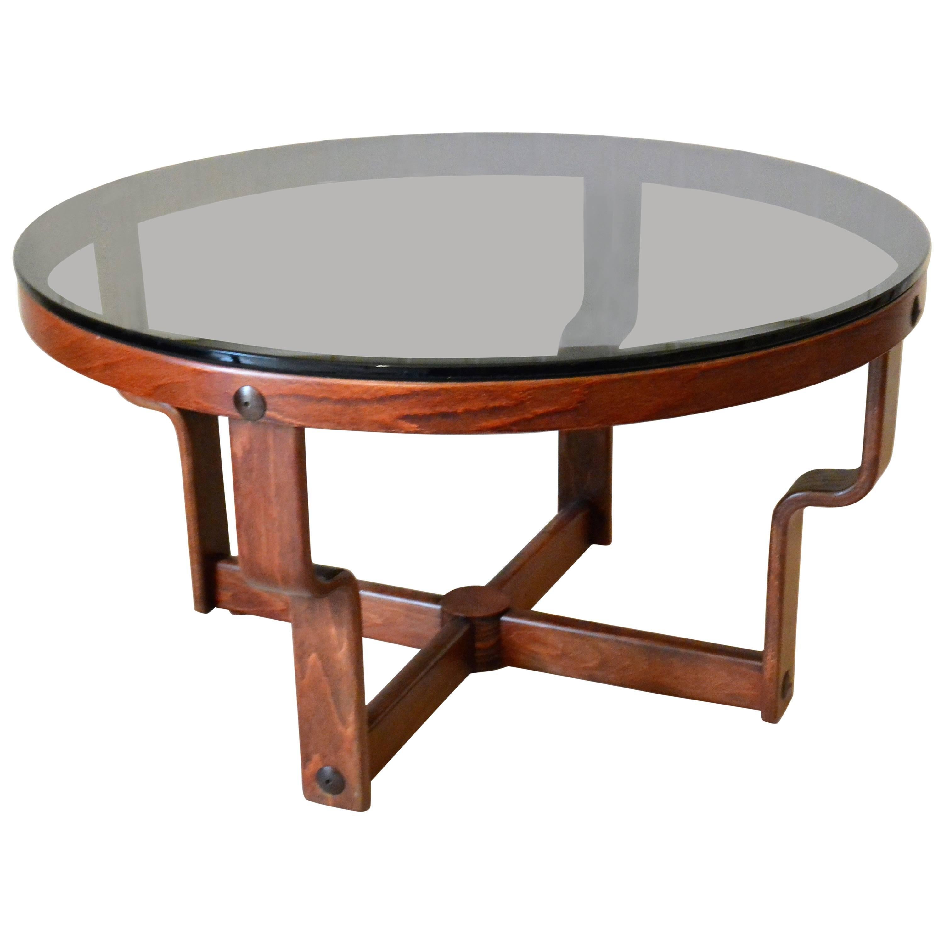 Rare Glass and beechwood Table Vad Norway For Sale