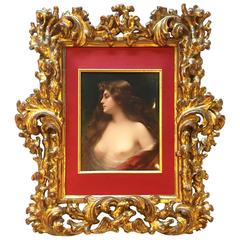 Palatial Porcelain Plaque, circa 1900 KPM Signed of a Beautiful Maiden