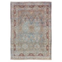 Antico Khorassan persiano con fiori a palmette e rampicanti 11'10 x 16'4