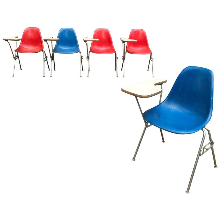 Herman Miller Eames DSS Fiberglass Side Chairs with Desk Attachments at