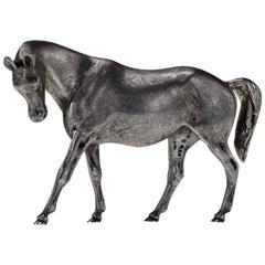 Stunning 20th Century Solid Silver Model of a Horse, London, circa 1983