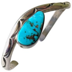 Navajo Sterling Silver and Turquoise Bracelet by Alex Sanchez