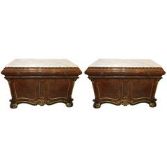 Pair of 19th Century Continental Marble-Top Commode or Chests