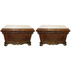 Pair of 19th Century Continental Marble-Top Commode or Chests 6