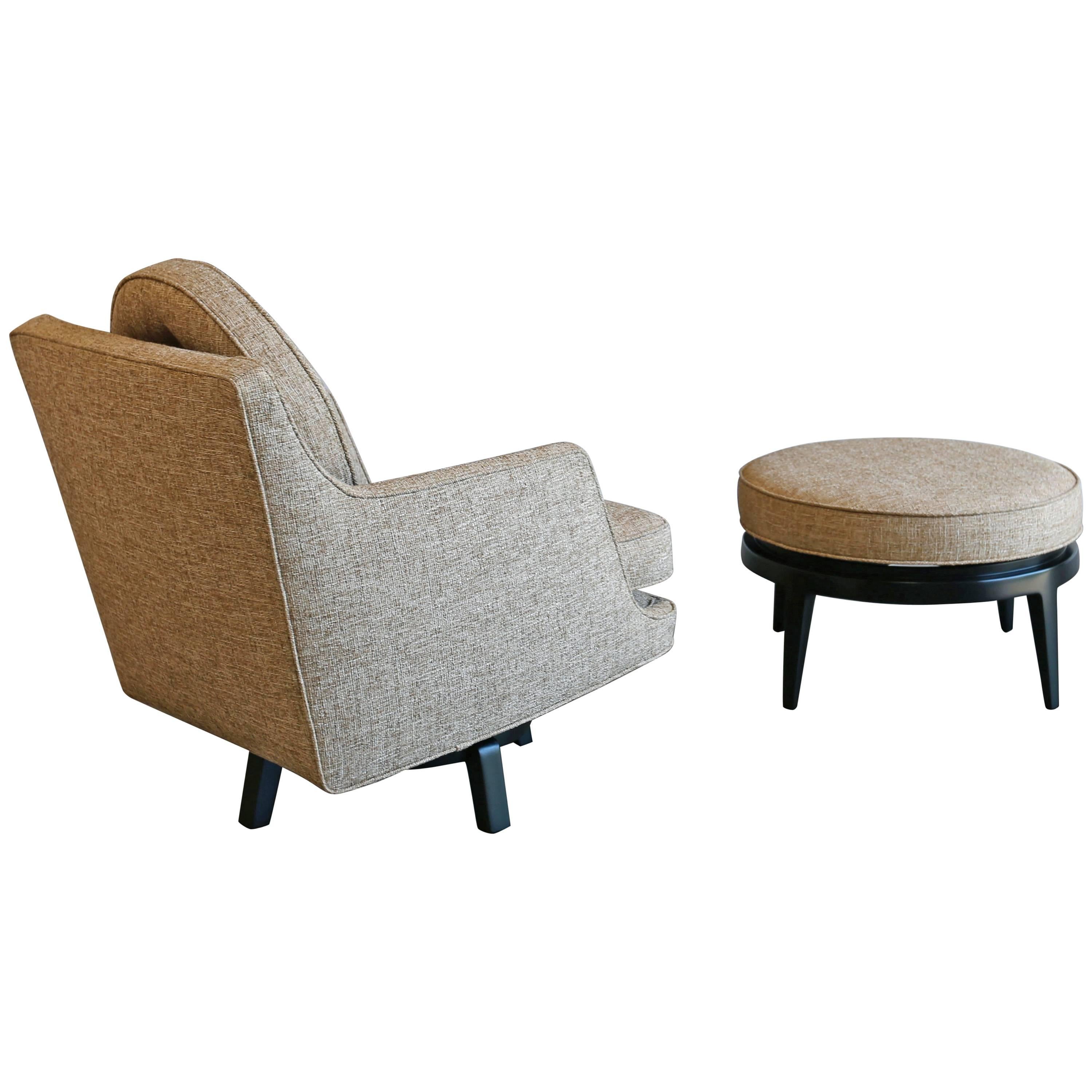 Swivel Lounge Chair and Ottoman by Edward Wormley for Dunbar