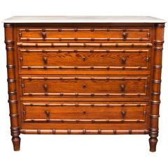 Antique French Regency Commode Chest Drawers Pine Faux Bamboo