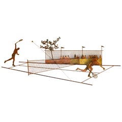 Two Men Playing Tennis Wall Sculpture