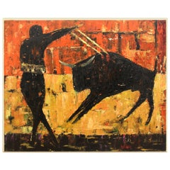 'The Matador' Acrylic on Wood, Signed 'R. Sanke'