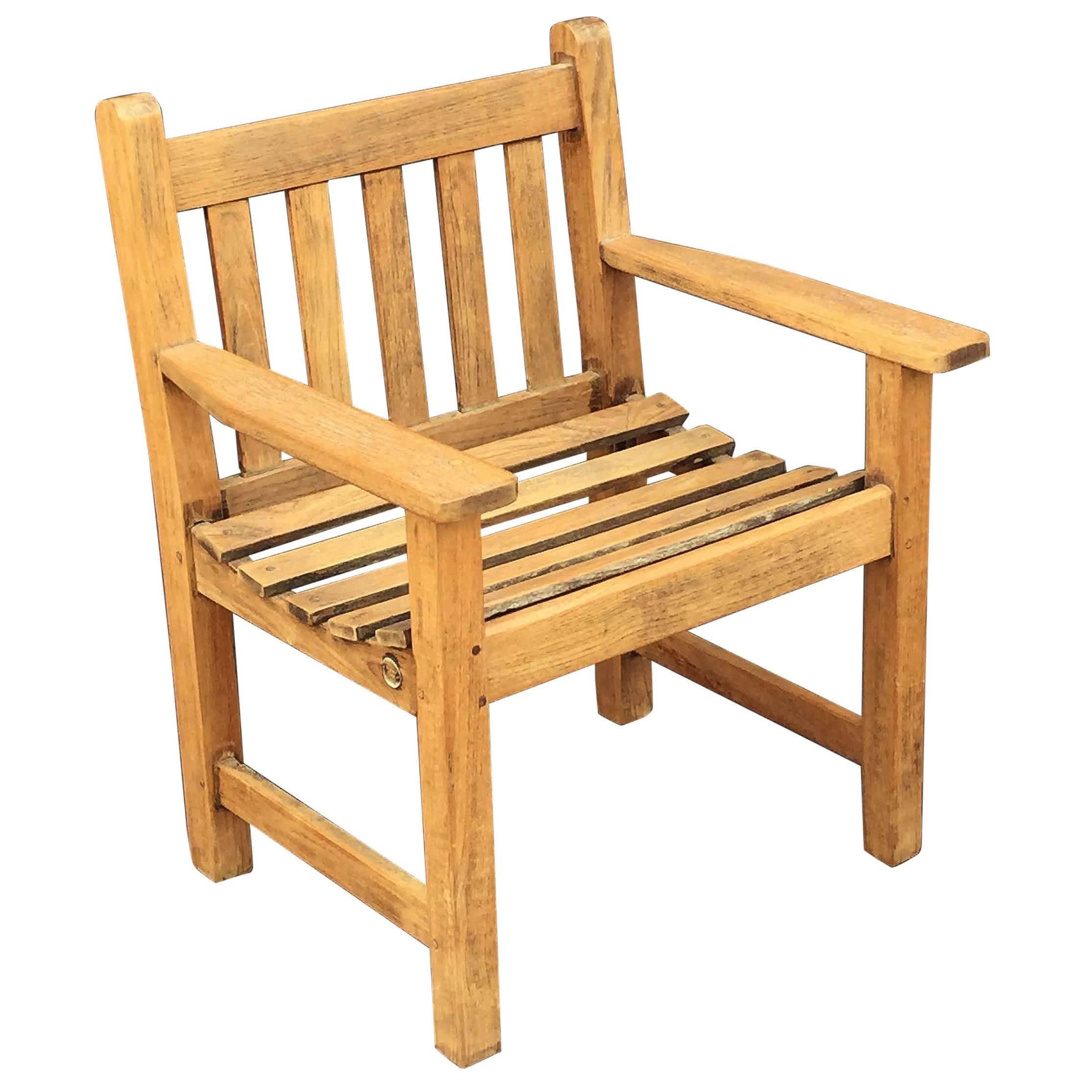 English Lister Chair of Teak for the Garden and Patio