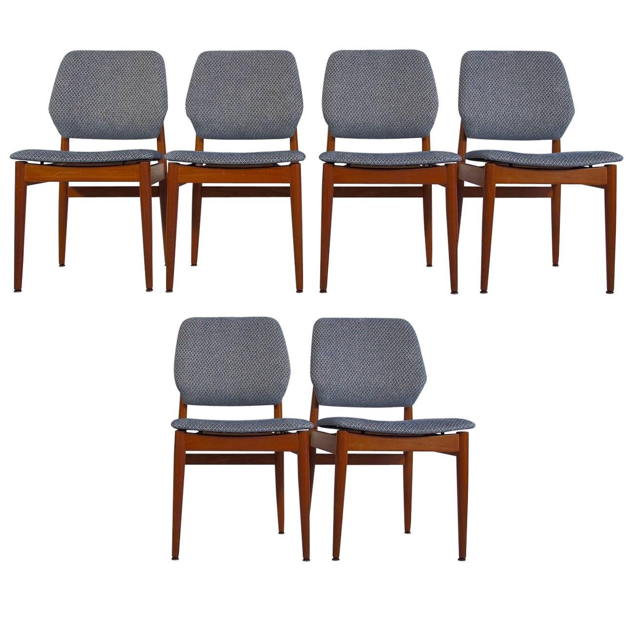 Set of Six Mid-Century Modern Casala Chairs with Teak Frame