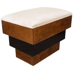 Stunning Art Deco Skyscraper Style Three-Tiered Walnut and Black Lacquer Bench