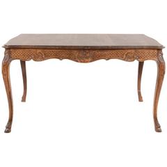 Antique Belgian Louis XV-Style Carved Quarter-Sawn Oak Dining Table Circa 1910