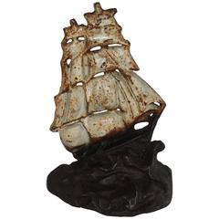 19th Century Original Painted Iron Ship Door Stop