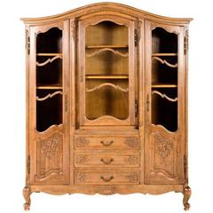 Antique Belgian Louis XV-Style Oak Country Bookcase