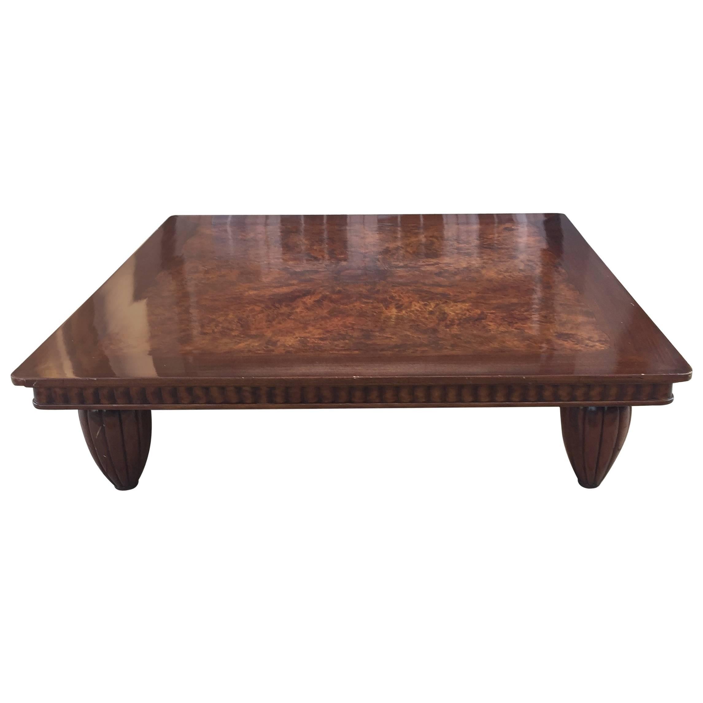 Monumental Art Deco Revival Coffee Table in the Manner of Ruhlmann For Sale