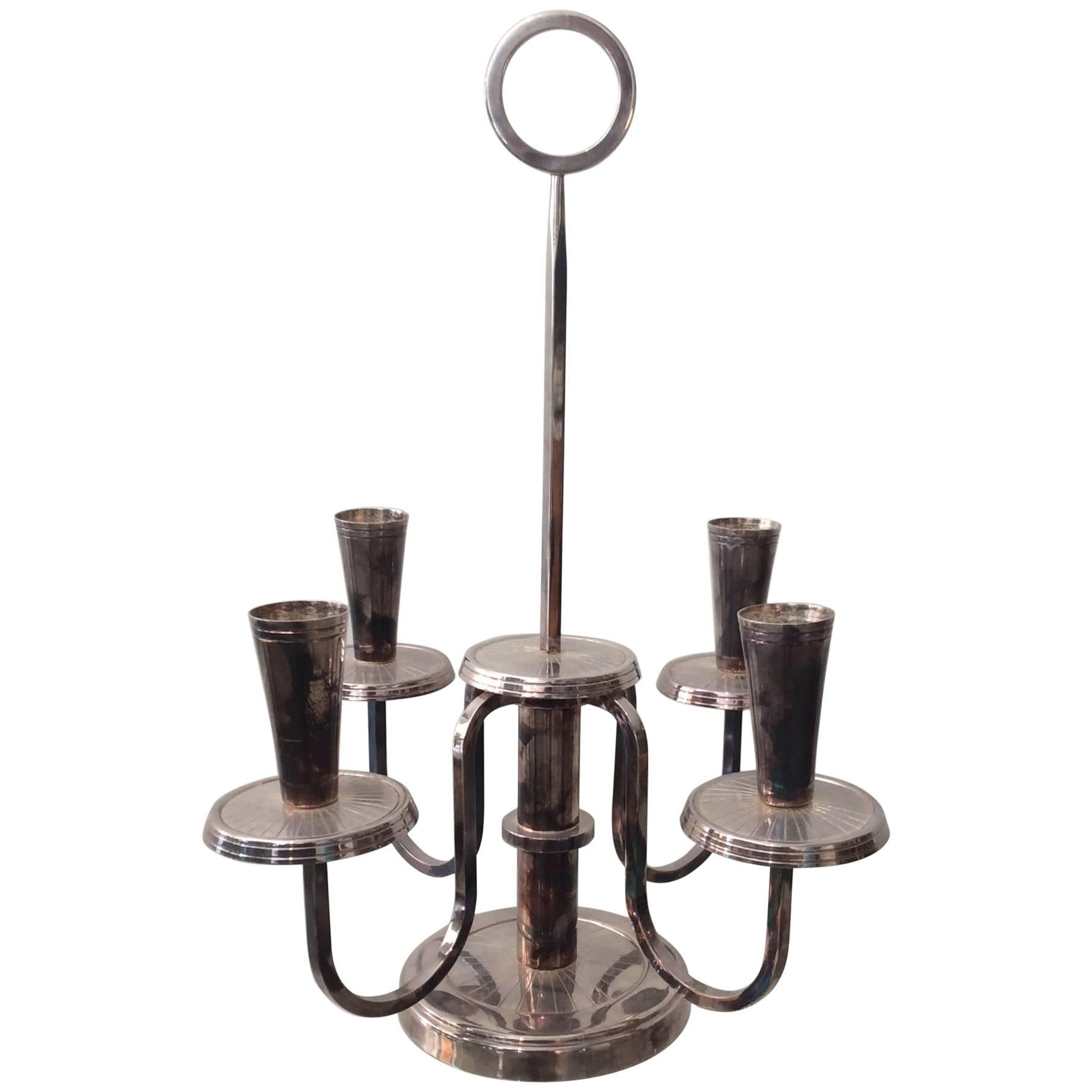 Mid-Century Modern Parzinger Style Georges Briard Silver Candelabra Centretable For Sale